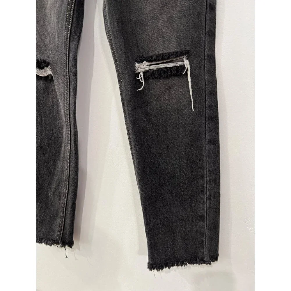 NWT BP. Women's Size 24 Ripped High Waist Ankle Mom Jeans In Vintage Black